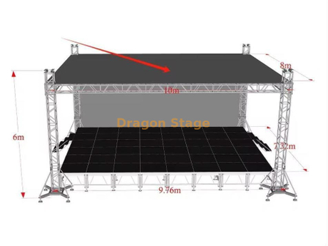 نظام الجمالون المسطح للمرحلة F34 مع دعم الأرض 10x8x6m
