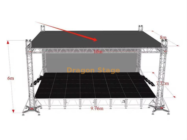 نظام الجمالون المسطح للمرحلة F34 مع دعم الأرض 10x8x6m