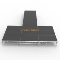 طقم مسرح من الألومنيوم على شكل حرف T مقاس 8.54 × 9.76 م | مدرج احترافي بارتفاع 0.4 م - 0.8 م قابل للتعديل