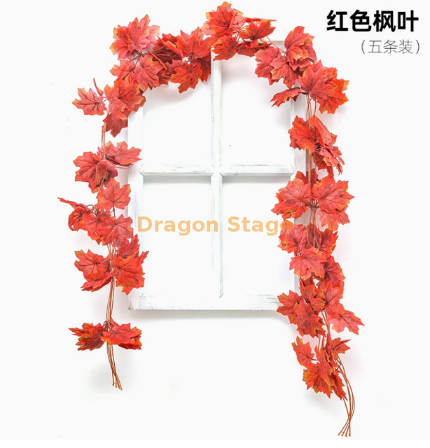 محاكاة حمراء القيقب ورقة كرمة جدار معلقة أوراق شجرة وهمية هالوين عرض عرض جديد من ورقة القيقب الأحمر -5 شرائح