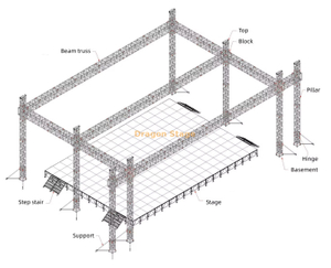 24x16x12m من الألومنيوم في الهواء الطلق هيكل إطار الجمالون