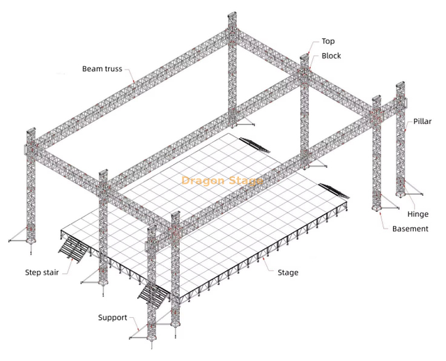 24x16x12m من الألومنيوم في الهواء الطلق هيكل إطار الجمالون